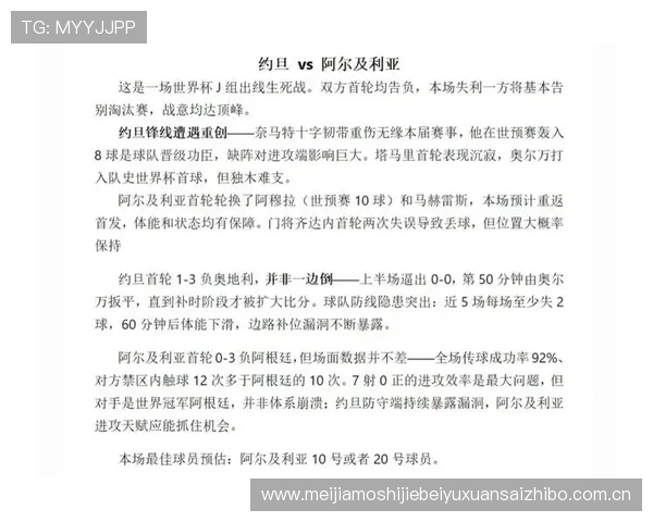 世界杯约旦与阿尔及利亚比赛阵容对比及关键球员状态对决全面解析